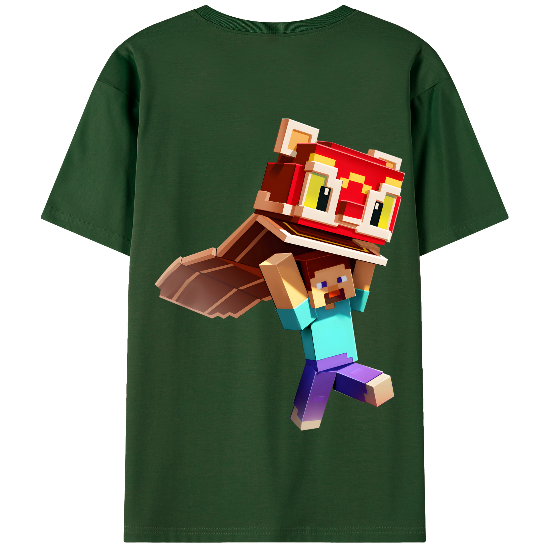 （画像用） マインクラフト ブロックの世界 Minecraft MC Block world 綿100％半袖Tシャツ（背面プリント）